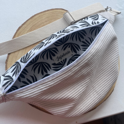 Sac banane Blanc/Feuille noir