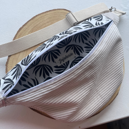 Sac banane Blanc/Feuille noir